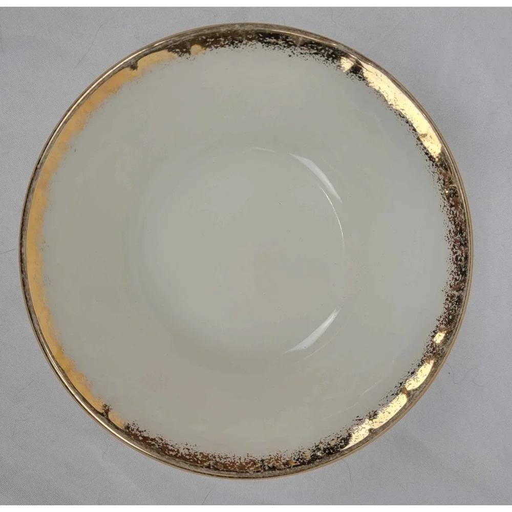 Vintage Oven Fire-King Ware White Porcelain Shallow Bowl